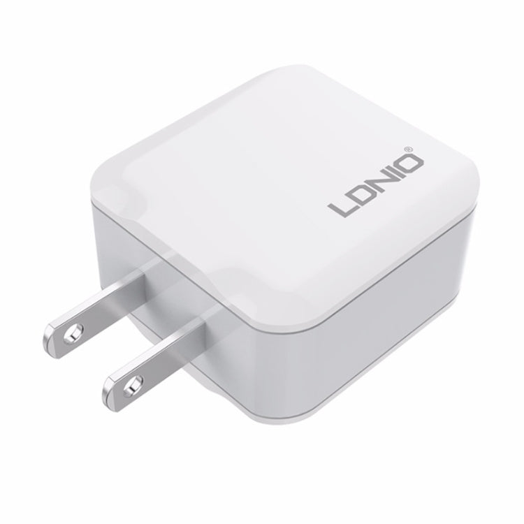 LDNIO A2201 2.4A Dual USB Charging Head Travel Direct Charge Mobile Phone Adapter Charger With Type-C Data Cable (US Plug) - USB Charger by LDNIO | Online Shopping South Africa | PMC Jewellery | Buy Now Pay Later Mobicred