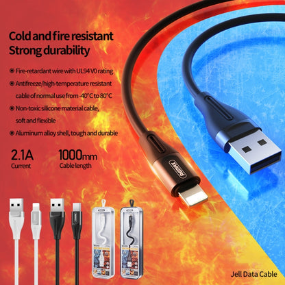 REMAX RC-075i 1m 2.1A USB to 8 Pin Jell Data Cable for iPhone, iPad(Black) - Normal Style Cable by REMAX | Online Shopping South Africa | PMC Jewellery | Buy Now Pay Later Mobicred