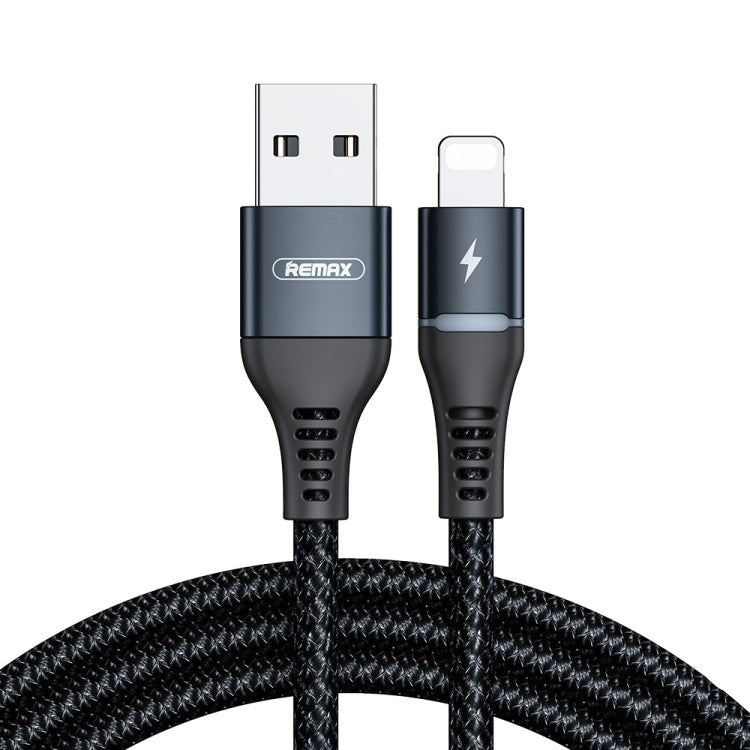 REMAX RC-152I 1m 2.4A USB to 8 Pin Colorful Breathing Data Cable(Black) - Normal Style Cable by REMAX | Online Shopping South Africa | PMC Jewellery | Buy Now Pay Later Mobicred