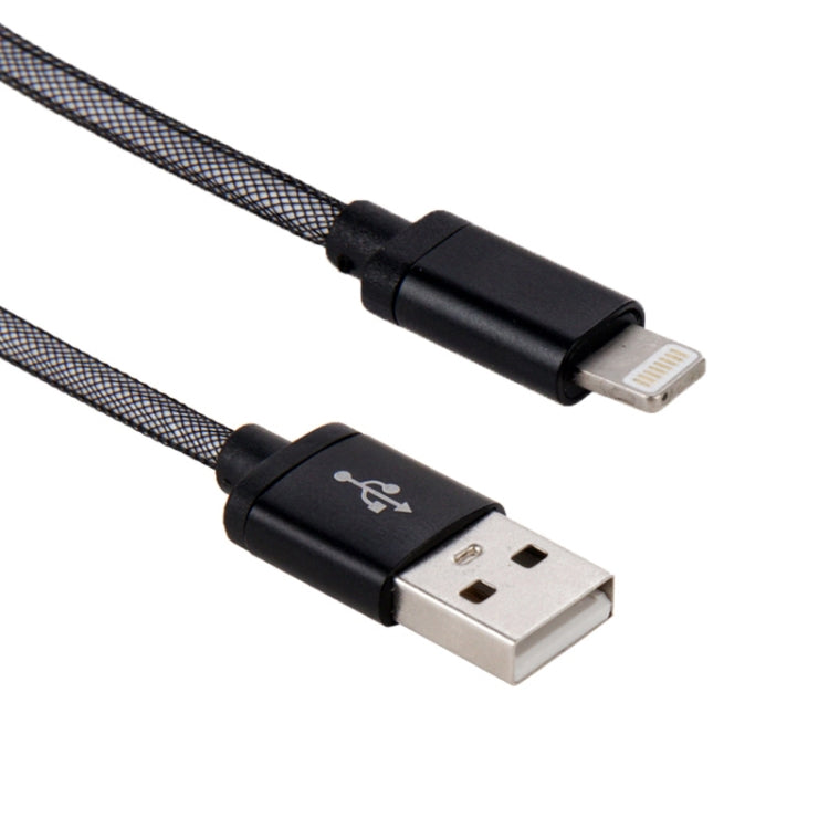 1m Net Style Metal Head 8 Pin to USB Data / Charger Cable(Black) - Normal Style Cable by PMC Jewellery | Online Shopping South Africa | PMC Jewellery | Buy Now Pay Later Mobicred