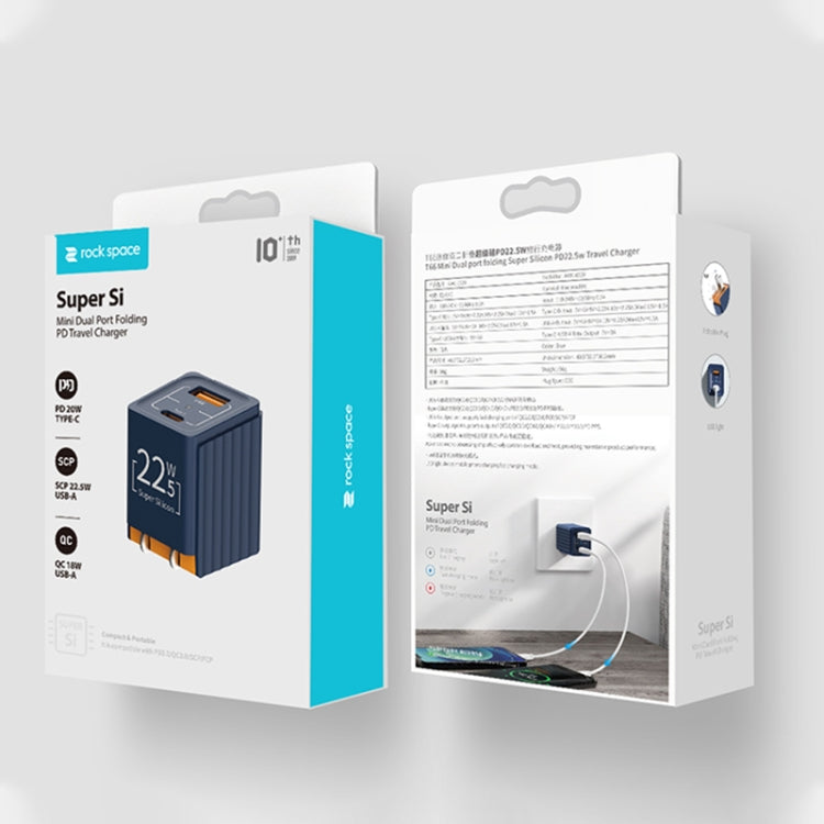 ROCK Space T66 Mini Dual-port Folding Super Si Travel Charger Power Adapter, CN Plug(Blue) - USB Charger by ROCK | Online Shopping South Africa | PMC Jewellery | Buy Now Pay Later Mobicred