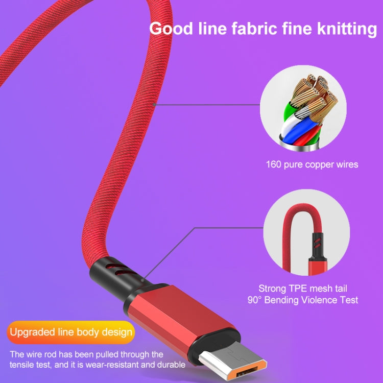 Braided 3A 3 in 1 USB to Type-C / 8 Pin / Micro USB Fast Charging Cable, Cable Length: 1.2m(Red) - Multifunction Cable by PMC Jewellery | Online Shopping South Africa | PMC Jewellery | Buy Now Pay Later Mobicred