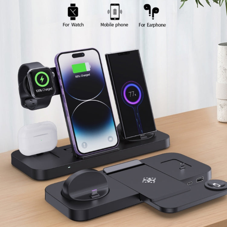 6 in 1 Multifunctional Foldable Vertical Wireless Charger (White) - Wireless Charger by PMC TechLife | Online Shopping South Africa | PMC TechLife