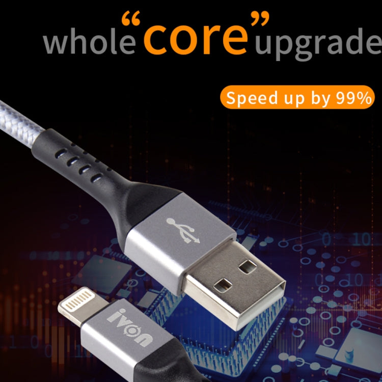 IVON CA89 2.1A USB to 8 Pin Braid Fast Charge Data Cable, Cable Length: 1m(Gold) - free shipping - PMC Jewellery - Order now!