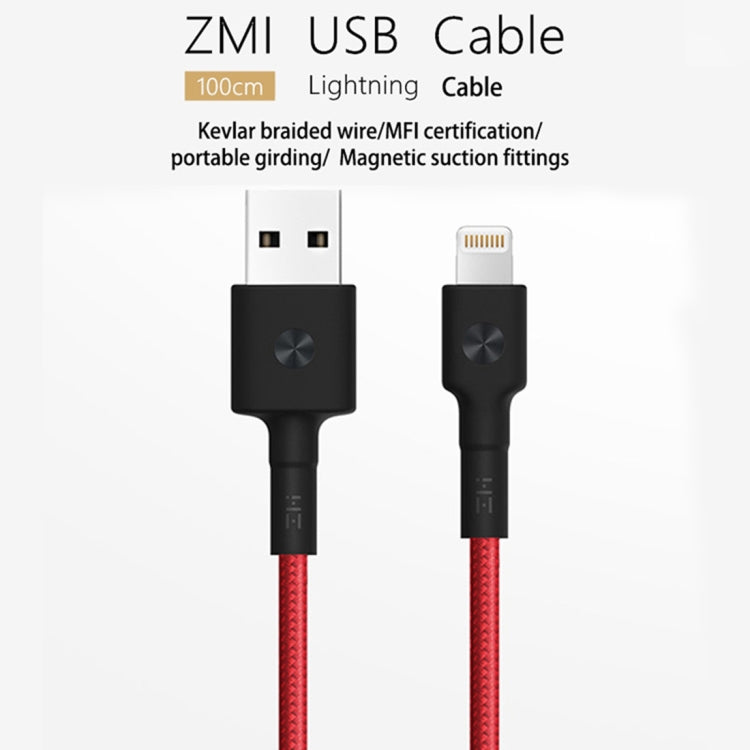 Original Xiaomi youpin ZMI MFI Certificated Braided 1m ZMI 8 Pin to USB Data Cable Charge Cord(Red) - MFI Cable by Xiaomi | Online Shopping South Africa | PMC Jewellery | Buy Now Pay Later Mobicred