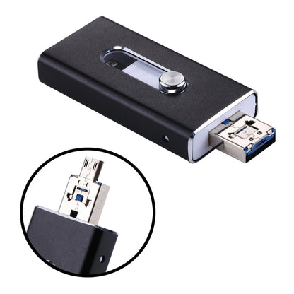 RQW-02 3 in 1 USB 2.0 & 8 Pin & Micro USB 128GB Flash Drive(Black) - U Disk & Card Reader by PMC Jewellery | Online Shopping South Africa | PMC Jewellery | Buy Now Pay Later Mobicred