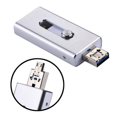 RQW-02 3 in 1 USB 2.0 & 8 Pin & Micro USB 16GB Flash Drive(Silver) - U Disk & Card Reader by PMC Jewellery | Online Shopping South Africa | PMC Jewellery | Buy Now Pay Later Mobicred