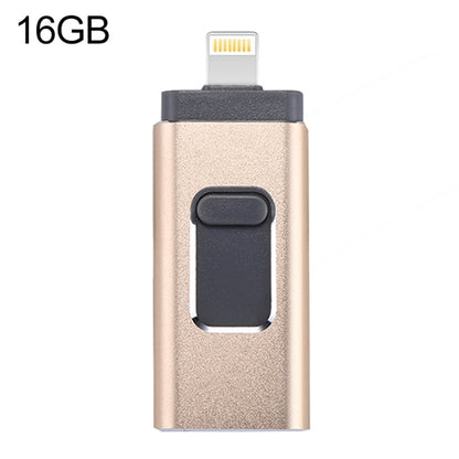 easyflash RQW-01B 3 in 1 USB 2.0 & 8 Pin & Micro USB 16GB Flash Drive(Gold) - U Disk & Card Reader by PMC Jewellery | Online Shopping South Africa | PMC Jewellery | Buy Now Pay Later Mobicred