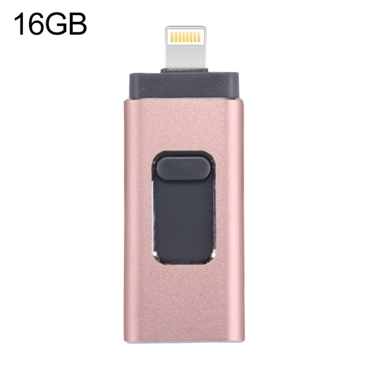 easyflash RQW-01B 3 in 1 USB 2.0 & 8 Pin & Micro USB 16GB Flash Drive(Rose Gold) - U Disk & Card Reader by PMC Jewellery | Online Shopping South Africa | PMC Jewellery | Buy Now Pay Later Mobicred