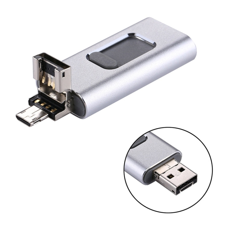 easyflash RQW-01B 3 in 1 USB 2.0 & 8 Pin & Micro USB 16GB Flash Drive(Silver) - U Disk & Card Reader by PMC Jewellery | Online Shopping South Africa | PMC Jewellery | Buy Now Pay Later Mobicred