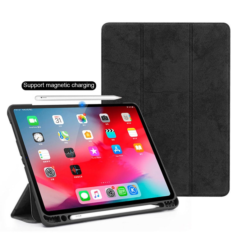 Horizontal Flip Leather Case with Pen Slot  Three-folding Holder & Wake-up / Sleep Function for iPad Air 13 2024 / Pro 12.9 (2018)(Blue) - More iPad Cases by PMC Jewellery | Online Shopping South Africa | PMC Jewellery | Buy Now Pay Later Mobicred