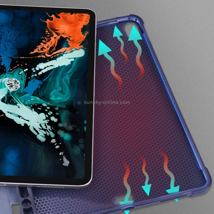 Three-folding Shockproof TPU Protective Case for iPad Pro 11 inch (2018) / (2020), with Holder & Pen Slot(Black) - iPad Pro 11 (2018) Cases by PMC TechLife | Online Shopping South Africa | PMC TechLife