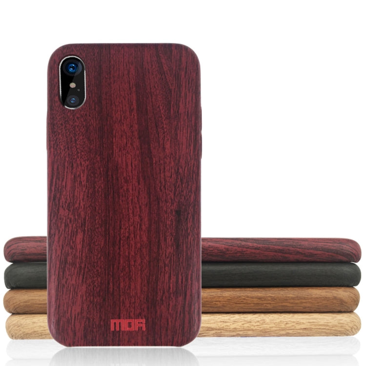 For iPhone X MOFI Element Series Wood Texture Soft Protective Back Cover Case(Wine Red) - More iPhone Cases by MOFI | Online Shopping South Africa | PMC Jewellery