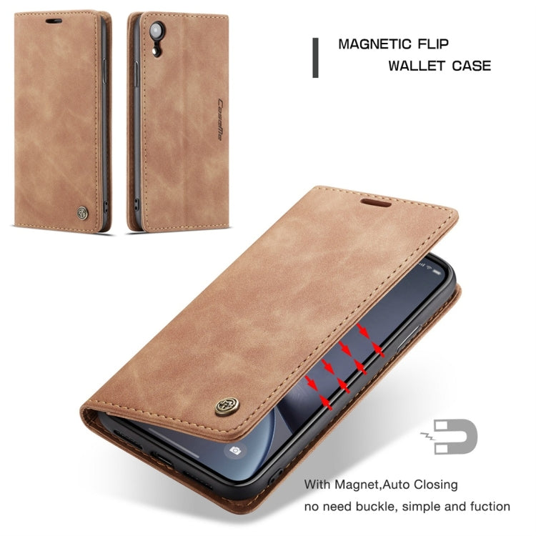 For iPhone XR CaseMe-013 Multifunctional Retro Frosted Horizontal Flip Leather Case with Card Slot & Holder & Wallet(Brown) - More iPhone Cases by CaseMe | Online Shopping South Africa | PMC Jewellery | Buy Now Pay Later Mobicred