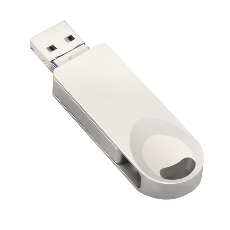 S29 3 in 1 128GB Micro USB + USB + 8 Pin Interface Metal Twister Flash Disk(Silver) - USB Flash Drives by PMC Jewellery | Online Shopping South Africa | PMC Jewellery | Buy Now Pay Later Mobicred