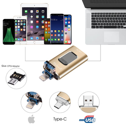 Richwell 3 in 1 64G Type-C + 8 Pin + USB 3.0 Metal Push-pull Flash Disk with OTG Function(Silver) - U Disk & Card Reader by Richwell | Online Shopping South Africa | PMC Jewellery | Buy Now Pay Later Mobicred