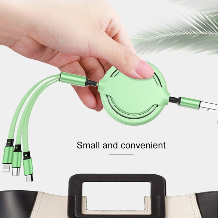3.5A Liquid Silicone 3 in 1 USB to USB-C / Type-C + 8Pin + Micro USB Retractable Data Syn Charging Cable (Purple) - free shipping - PMC Jewellery - Order now!
