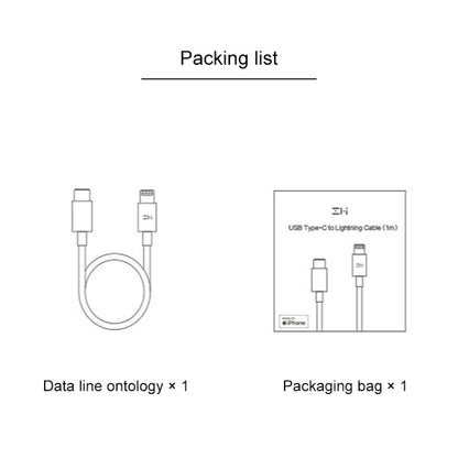 Original Xiaomi AL870C ZMI Type-C / USB-C to 8 Pin Charging Cable, Length: 1m(White) - MFI Cable by Xiaomi | Online Shopping South Africa | PMC Jewellery | Buy Now Pay Later Mobicred