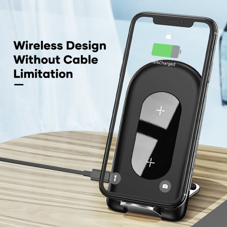 ROCK W30 15W Mobile Phone Wireless Charger Foldable Desktop Holder (Black) - Wireless Charger by ROCK | Online Shopping South Africa | PMC Jewellery | Buy Now Pay Later Mobicred