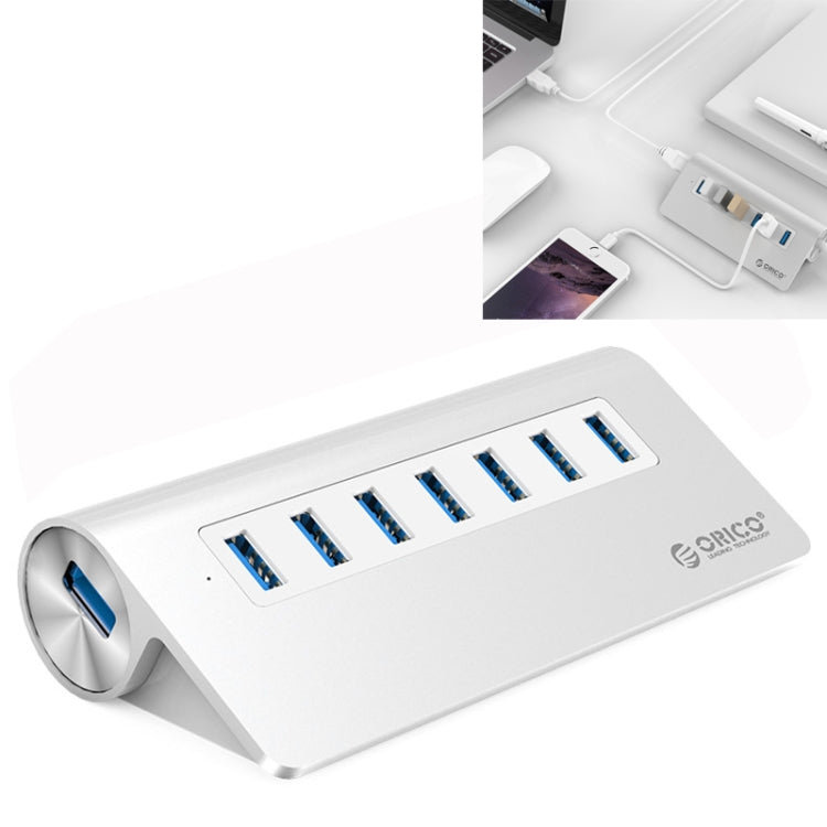 ORICO M3H7-V1 Aluminum Alloy 7 USB 3.0 Ports HUB with 30W Power Adapter - USB HUB by ORICO | Online Shopping South Africa | PMC Jewellery | Buy Now Pay Later Mobicred