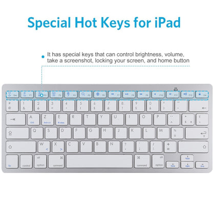 WB-8022 Ultra-thin Wireless Bluetooth Keyboard for iPad, Samsung, Huawei, Xiaomi, Tablet PCs or Smartphones, French Keys(Silver) - Wireless Keyboard by PMC Jewellery | Online Shopping South Africa | PMC Jewellery | Buy Now Pay Later Mobicred