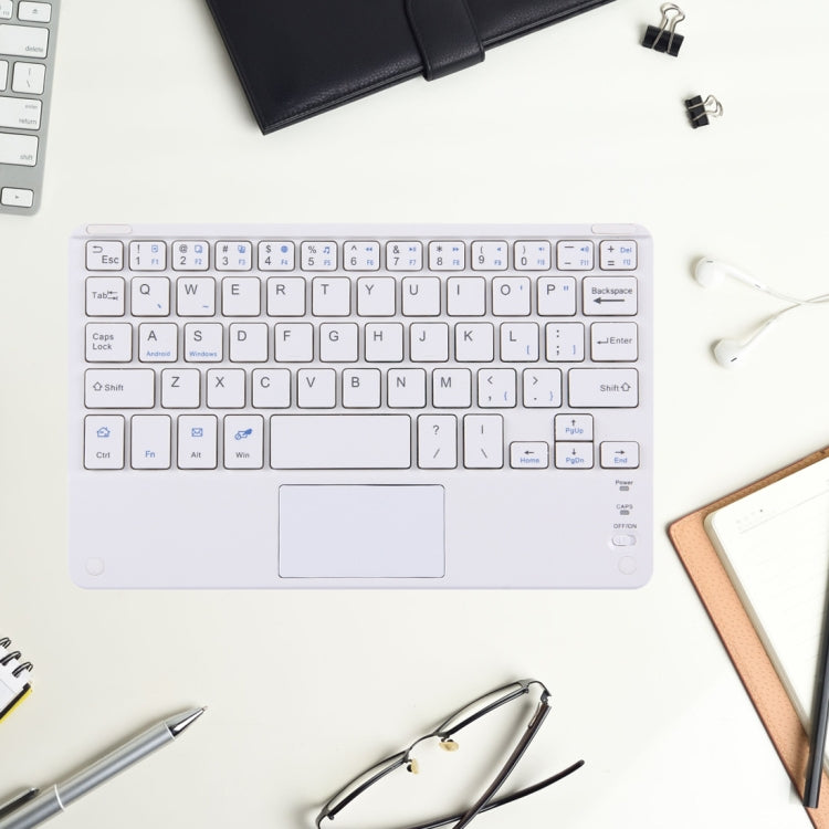 Bluetooth Wireless Keyboard with Touch Panel, Compatible with All Android & Windows 10 inch Tablets with Bluetooth Functions (White) - Universal Keyboard by PMC TechLife | Online Shopping South Africa | PMC TechLife