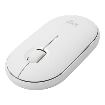 Logitech Pebble Cobblestone Shape Thin 3-keys 1000DPI Mute Wireless Bluetooth Optical Mouse, Wireless Range: 10m (White) - Wireless Mice by Logitech | Online Shopping South Africa | PMC Jewellery | Buy Now Pay Later Mobicred