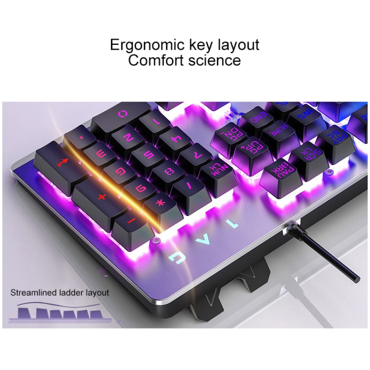YINDIAO K002 USB Wired Mechanical Feel RGB Backlight Keyboard + Optical Mouse + Headset Set(White) - free shipping - PMC Jewellery - Order now!