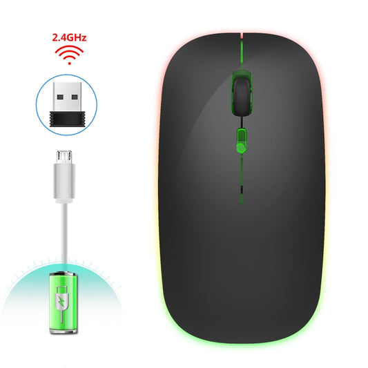 HXSJ M40 4 Key 2.4G Colorful Wireless Silent Mouse (Black) - Wireless Mice by HXSJ | Online Shopping South Africa | PMC Jewellery | Buy Now Pay Later Mobicred