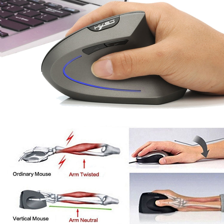 HXSJ T22 2.4GHz Wireless 4-Keys 2400 DPI Adjustable Ergonomics Optical Vertical Mouse - Wireless Mice by HXSJ | Online Shopping South Africa | PMC Jewellery | Buy Now Pay Later Mobicred