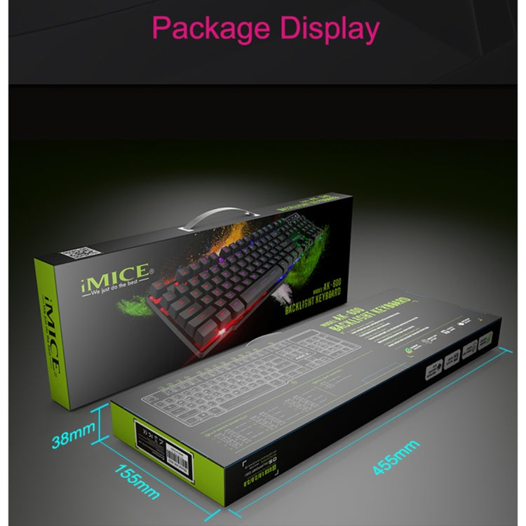 iMICE AK-600 Wired USB Floating Keycap Characters Glow Backlit Gaming Keyboard(Black) - free shipping - PMC Jewellery - Order now!