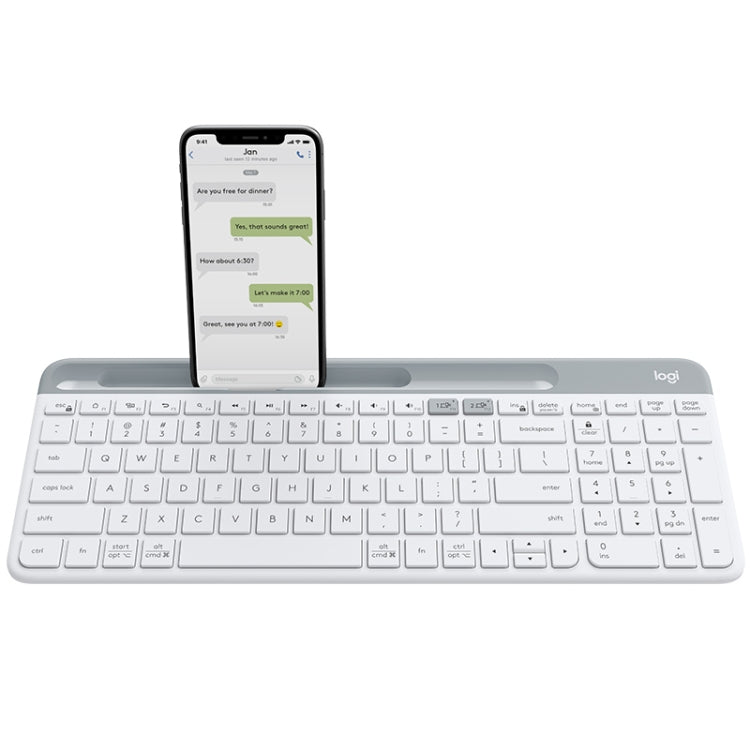 Logitech K580 Dual Modes Thin and Light Multi-device Wireless Keyboard with Phone Holder (White) - Wireless Keyboard by Logitech | Online Shopping South Africa | PMC Jewellery | Buy Now Pay Later Mobicred