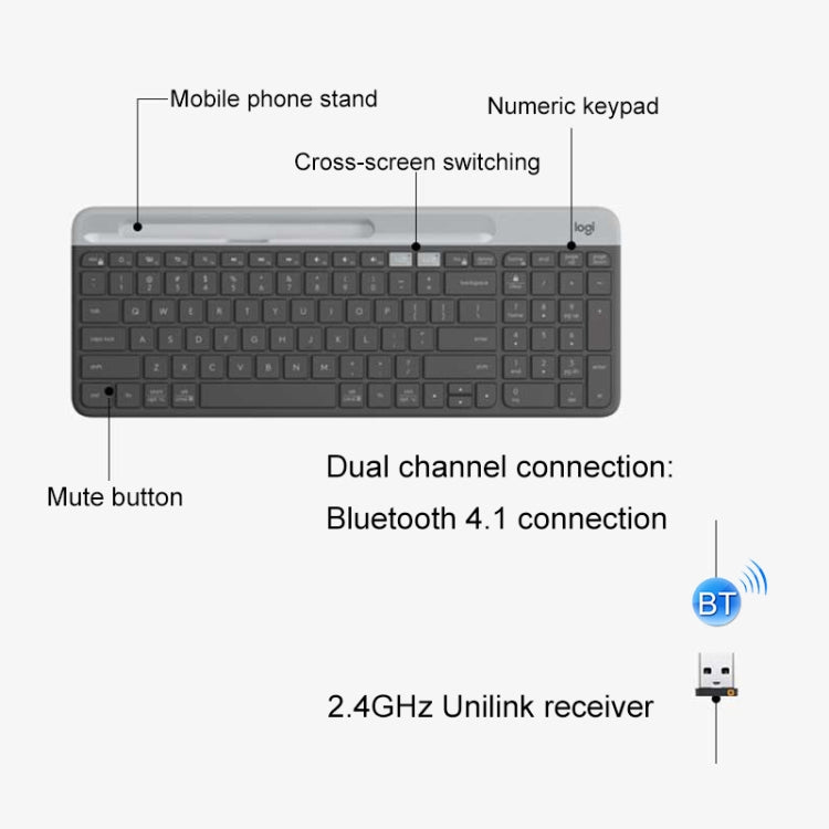 Logitech K580 Dual Modes Thin and Light Multi-device Wireless Keyboard with Phone Holder (White) - Wireless Keyboard by Logitech | Online Shopping South Africa | PMC Jewellery | Buy Now Pay Later Mobicred