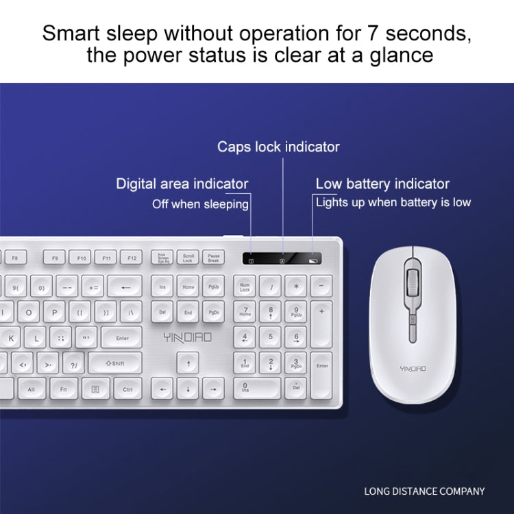 YINDIAO V3 Max Business Office Silent Wireless Keyboard Mouse Set (White) - Wireless Keyboard by YINDIAO | Online Shopping South Africa | PMC Jewellery | Buy Now Pay Later Mobicred