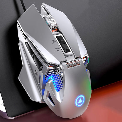 YINDIAO G10 7200DPI 7-modes Adjustable 7-keys RGB Light Wired Metal Mechanical Hard Core Macro Mouse, Style: Audio Version(Silver) - Wired Mice by YINDIAO | Online Shopping South Africa | PMC Jewellery | Buy Now Pay Later Mobicred