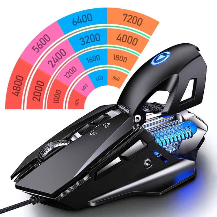 YINDIAO G10 7200DPI 7-modes Adjustable 7-keys RGB Light Wired Metal Mechanical Hard Core Macro Mouse, Style: Audio Version(Silver) - Wired Mice by YINDIAO | Online Shopping South Africa | PMC Jewellery | Buy Now Pay Later Mobicred