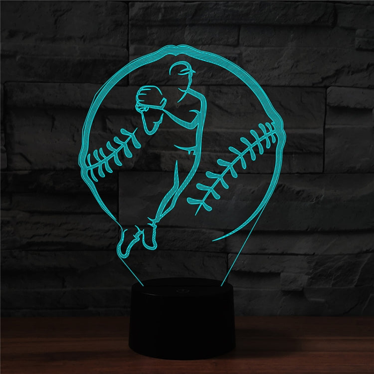 Baseball Sport Shape 3D Colorful LED Vision Light Table Lamp, USB Touch Version - Novelty Lighting by PMC TechLife | Online Shopping South Africa | PMC TechLife | Buy Now Pay Later Mobicred