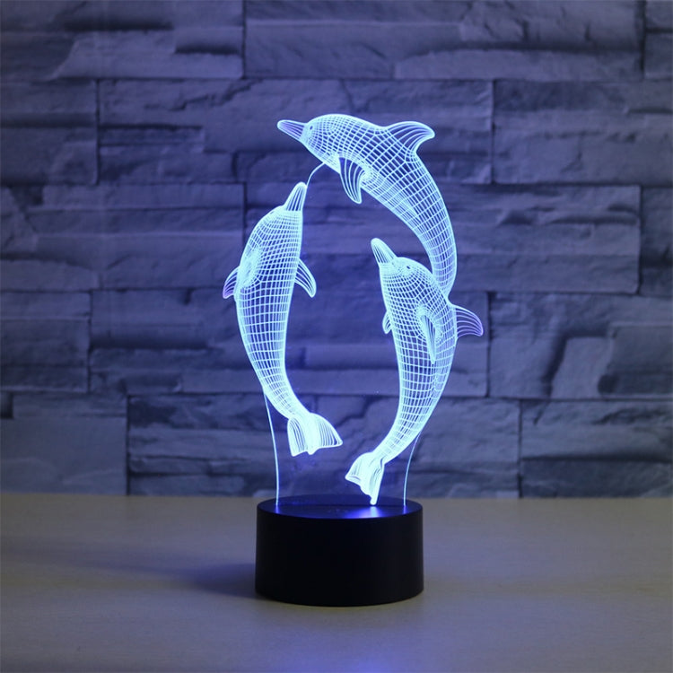 Three Dolphins Shape 3D Colorful LED Vision Light Table Lamp, USB & Battery Version - Novelty Lighting by PMC TechLife | Online Shopping South Africa | PMC TechLife | Buy Now Pay Later Mobicred