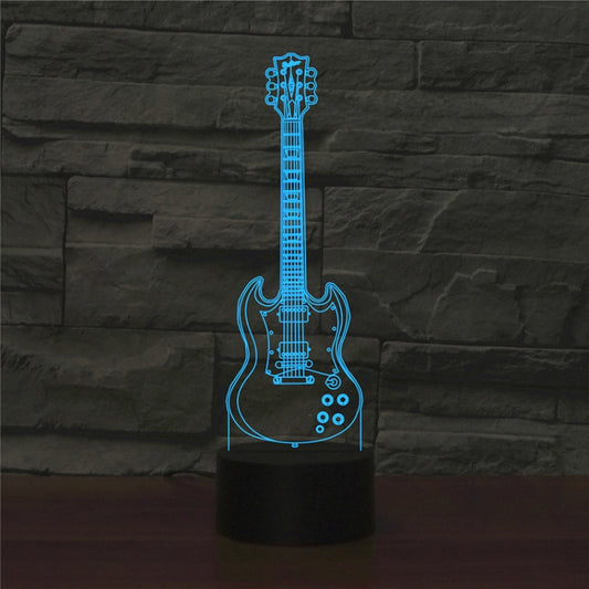 Five-string Guitar Shape 3D Colorful LED Vision Light Table Lamp, Crack Touch Version - Novelty Lighting by PMC Jewellery | Online Shopping South Africa | PMC Jewellery | Buy Now Pay Later Mobicred