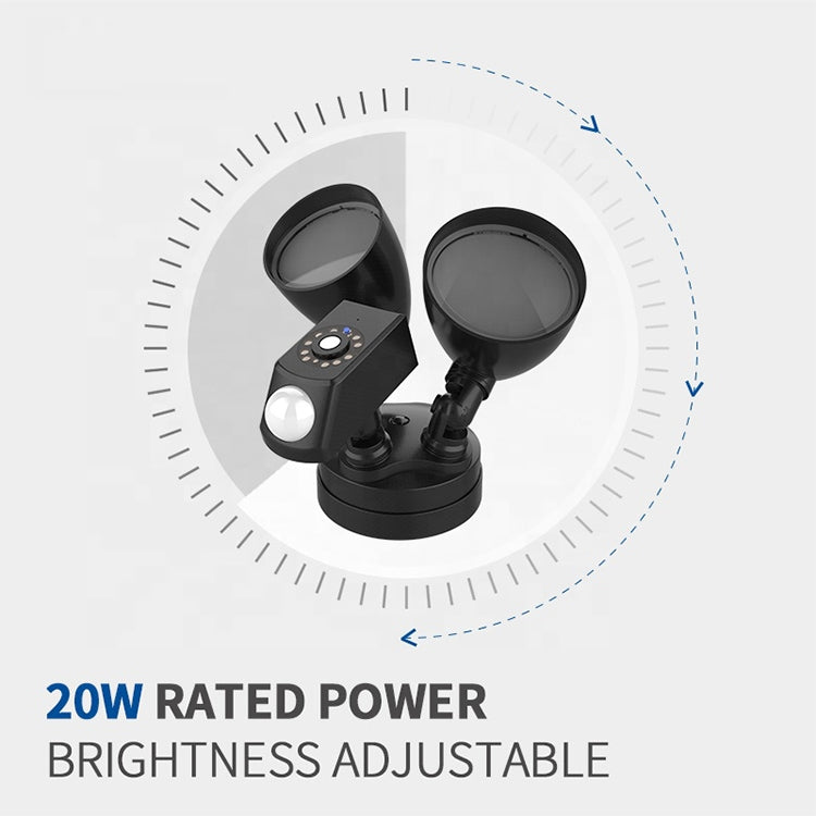 20W LED Smart Sensor Outdoor Floodlight with 1080P Security Camera, 3000K Warm Light (Black) - free shipping - PMC Jewellery - Order now!