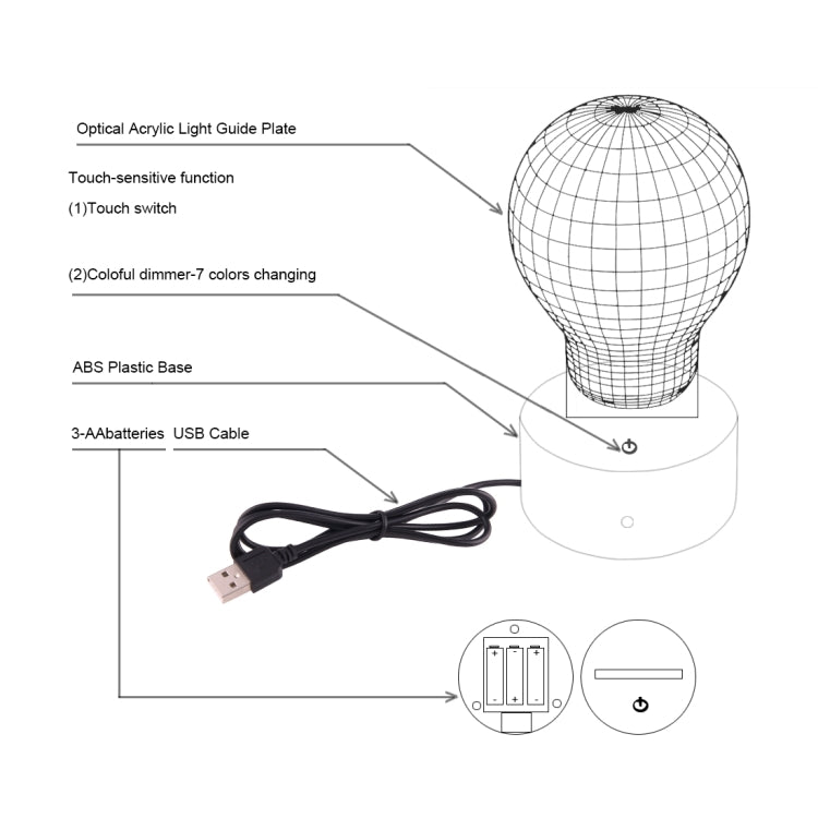 Car Style 3D Touch Switch Control LED Light , 7 Color Discoloration Creative Visual Stereo Lamp Desk Lamp Night Light - Novelty Lighting by PMC TechLife | Online Shopping South Africa | PMC TechLife | Buy Now Pay Later Mobicred