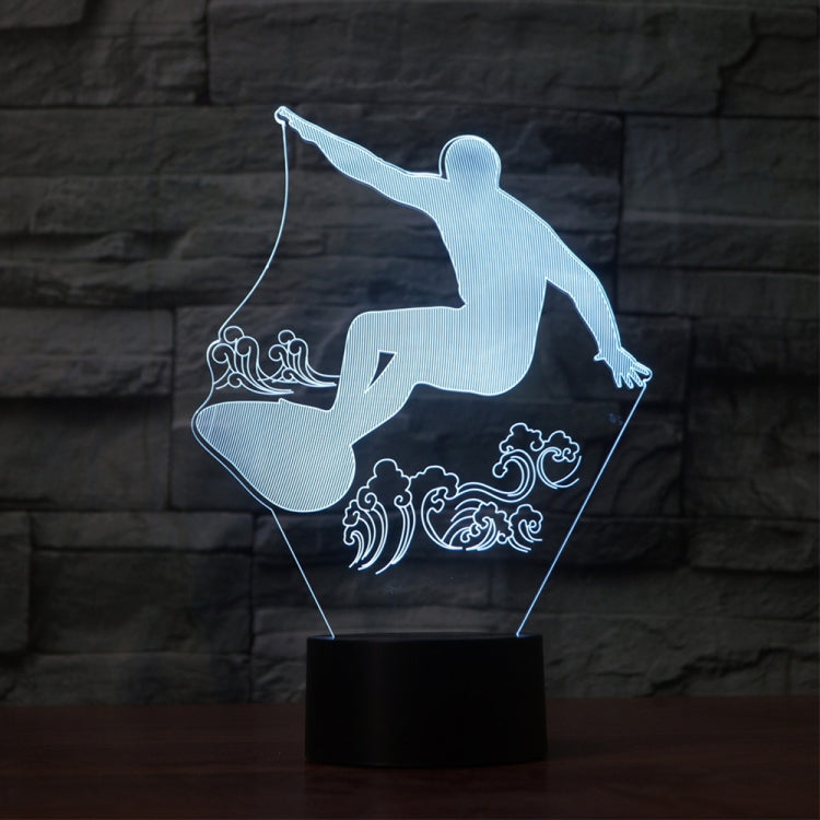 Surf Riding Shape 3D Colorful LED Vision Light Table Lamp, USB Touch Version - Novelty Lighting by PMC TechLife | Online Shopping South Africa | PMC TechLife | Buy Now Pay Later Mobicred