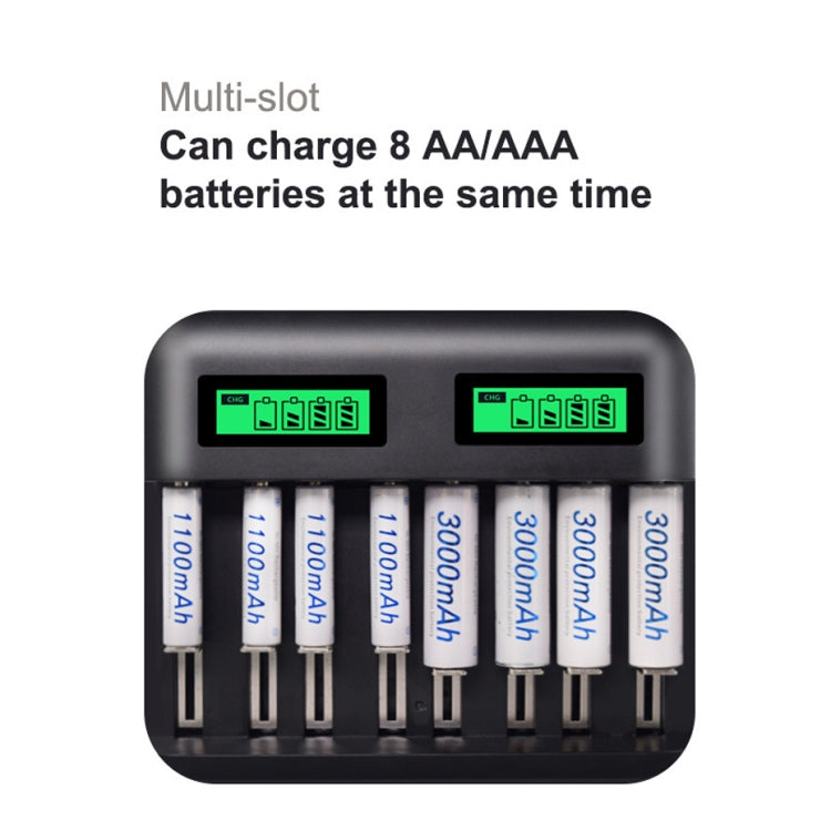 5V 2A USB 8 Slot Battery Charger for AA & AAA & C / D Battery, with LCD Display - Charger & Converter by PMC Jewellery | Online Shopping South Africa | PMC Jewellery