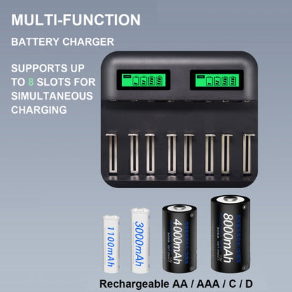 5V 2A USB 8 Slot Battery Charger for AA & AAA & C / D Battery, with LCD Display - Charger & Converter by PMC Jewellery | Online Shopping South Africa | PMC Jewellery