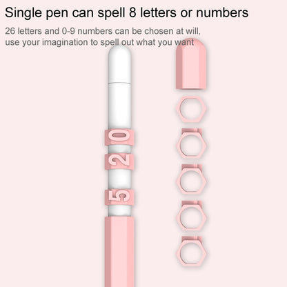 LOVE MEI For Apple Pencil 1 Number Letter Design Stylus Pen Silicone Protective Case Cover(Pink) - Pencil Accessories by LOVE MEI | Online Shopping South Africa | PMC Jewellery