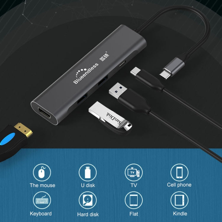Blueendless 4 In 1 Multi-function Type-C / USB-C to HDMI + PD + Dual USB 3.0 HUB Expansion Dock - free shipping - PMC Jewellery - Order now!