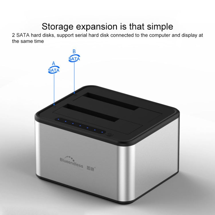 Blueendless 2.5 / 3.5 inch SATA USB 3.0 2 Bay Offline Copy Hard Drive Dock (US Plug) - HDD Enclosure by Blueendless | Online Shopping South Africa | PMC Jewellery | Buy Now Pay Later Mobicred