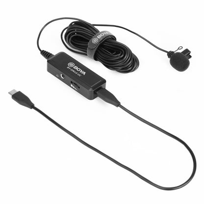 BOYA BY-DM10 UC USB-C / Type-C Plug Broadcast Lavalier Microphone with Windscreen, Cable Length: 6m (Black) - Camera Microphone by BOYA | Online Shopping South Africa | PMC Jewellery | Buy Now Pay Later Mobicred