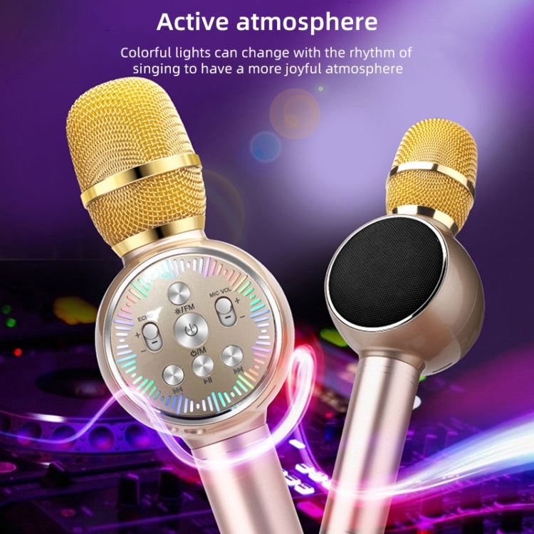 K2 Bluetooth 5.0 Karaoke Live Colorful Lights Wireless Bluetooth Microphone (Gold) - Microphone by PMC Jewellery | Online Shopping South Africa | PMC Jewellery | Buy Now Pay Later Mobicred