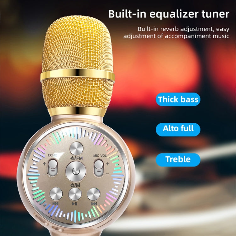 K2 Bluetooth 5.0 Karaoke Live Colorful Lights Wireless Bluetooth Microphone (Gold) - Microphone by PMC Jewellery | Online Shopping South Africa | PMC Jewellery | Buy Now Pay Later Mobicred